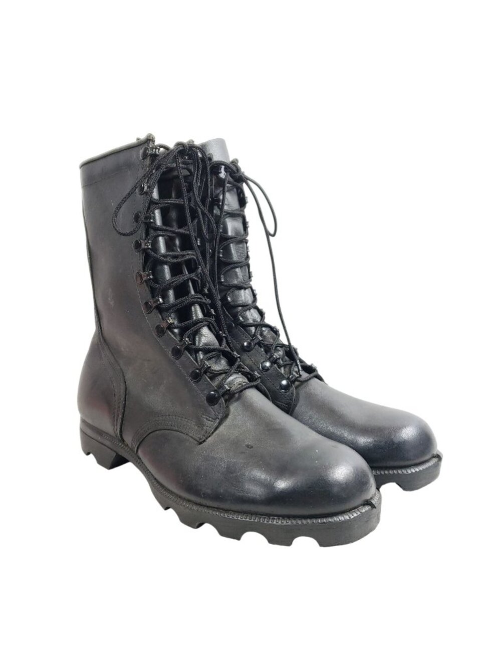 Mens Size 11 Wide Black Leather Combat Boots Military Speed Lace